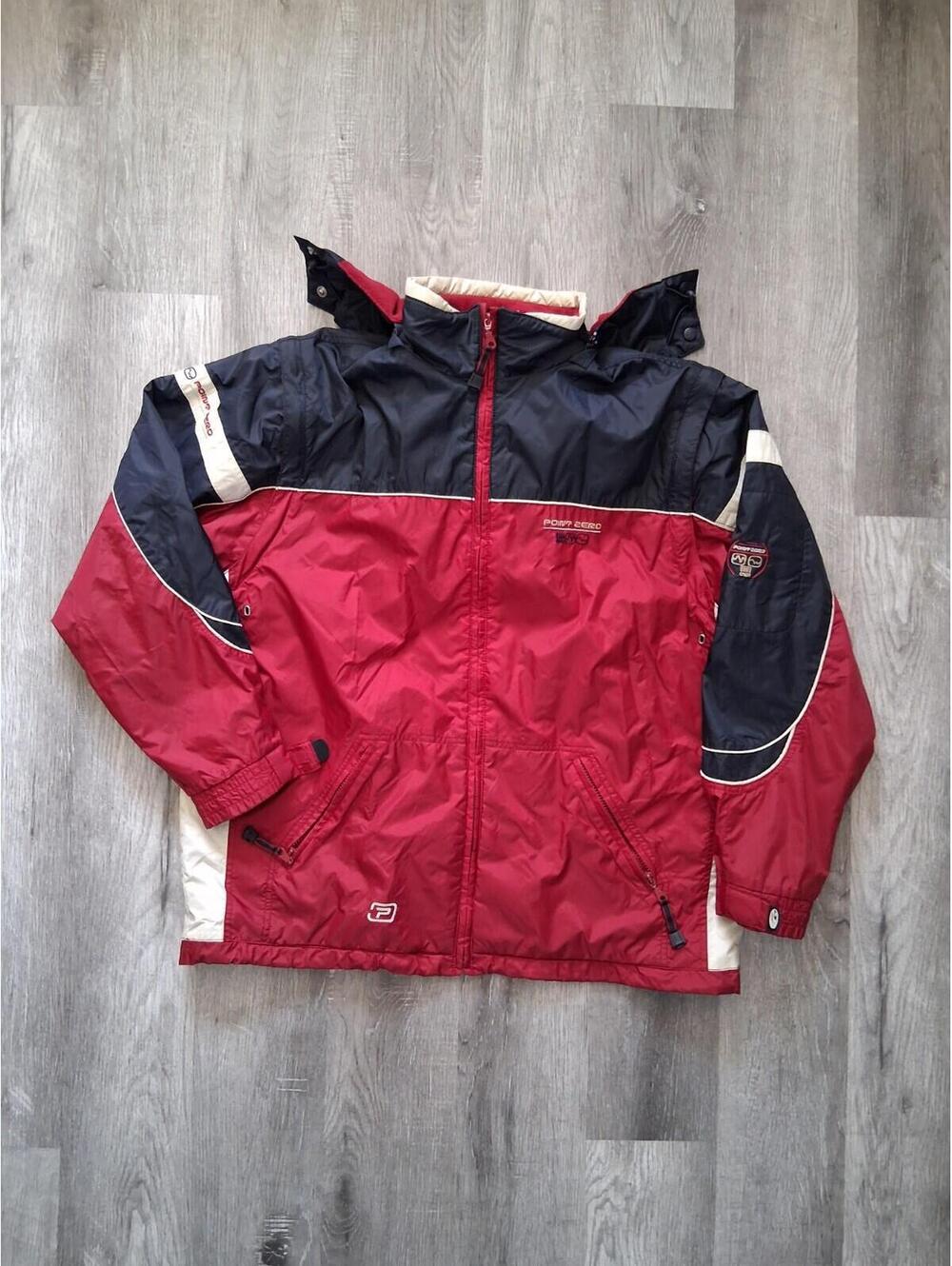 Vintage Point Zero Men's Lg Red/White/Black Windbreaker Jacket (Description)